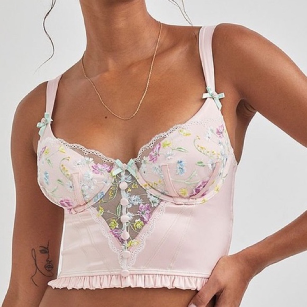 For Love & Lemons Midsummer Floral Bustier Pastel Pink Victoria's Secret